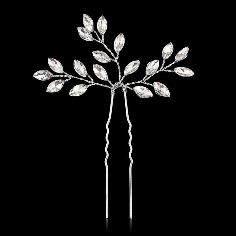 Hiuskoru, ATHENA BRIDAL|Dainty Silver Hairpin with Crystals