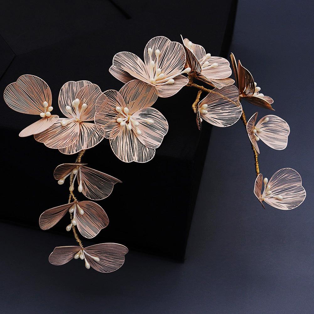 Hair ornament, vine ROMANCE, Modern Rosegold Flower Hairpiece