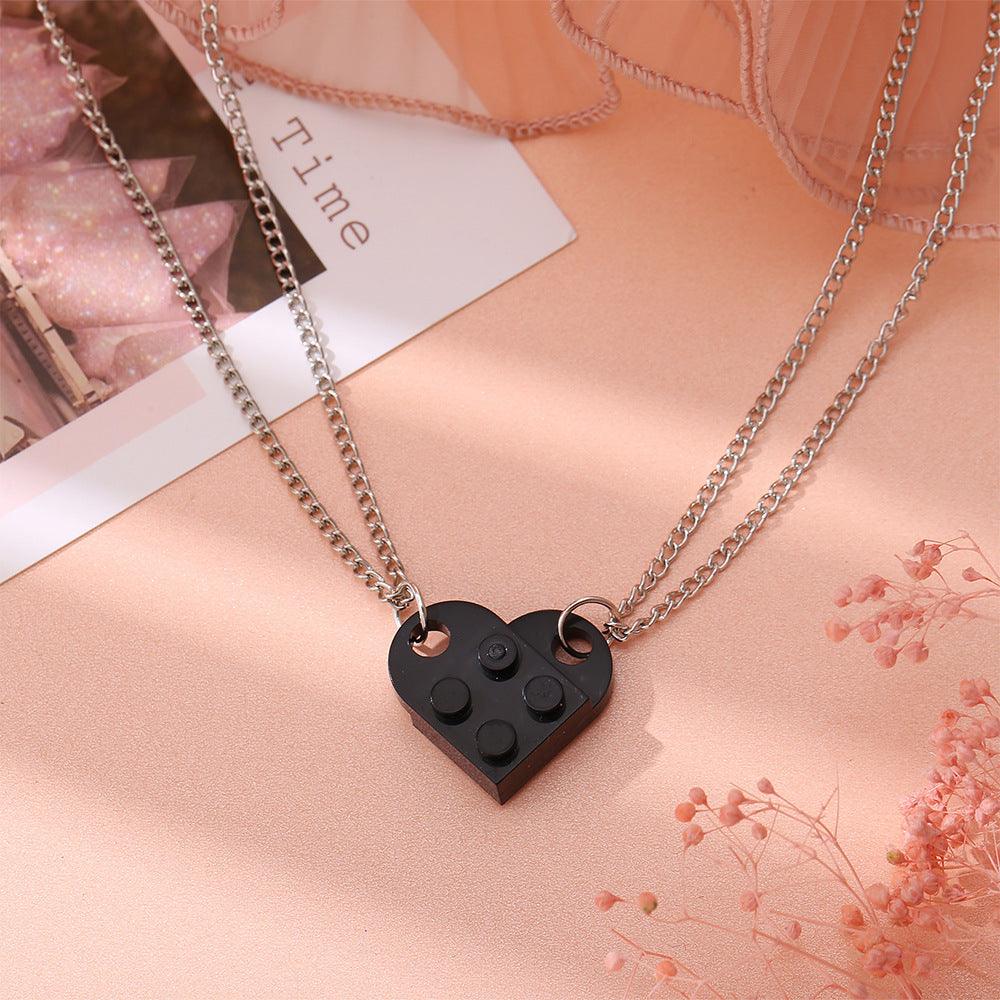 Chain Necklace Lego Black Heart Necklace Best Friends Jewelry