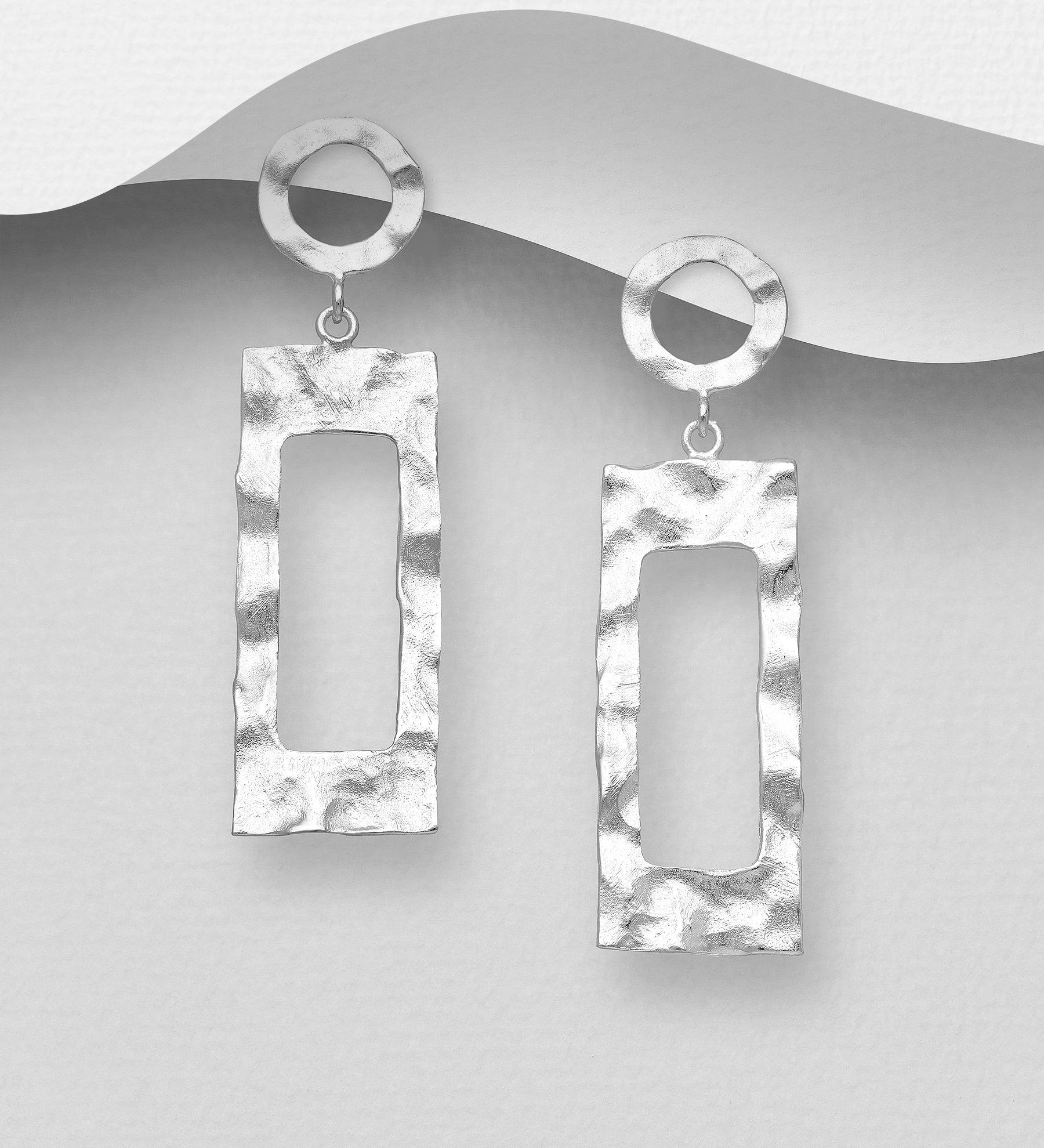 Hopeakorvakorut, PREMIUM COLLECTION|Minimalistic Rectangle Earrings