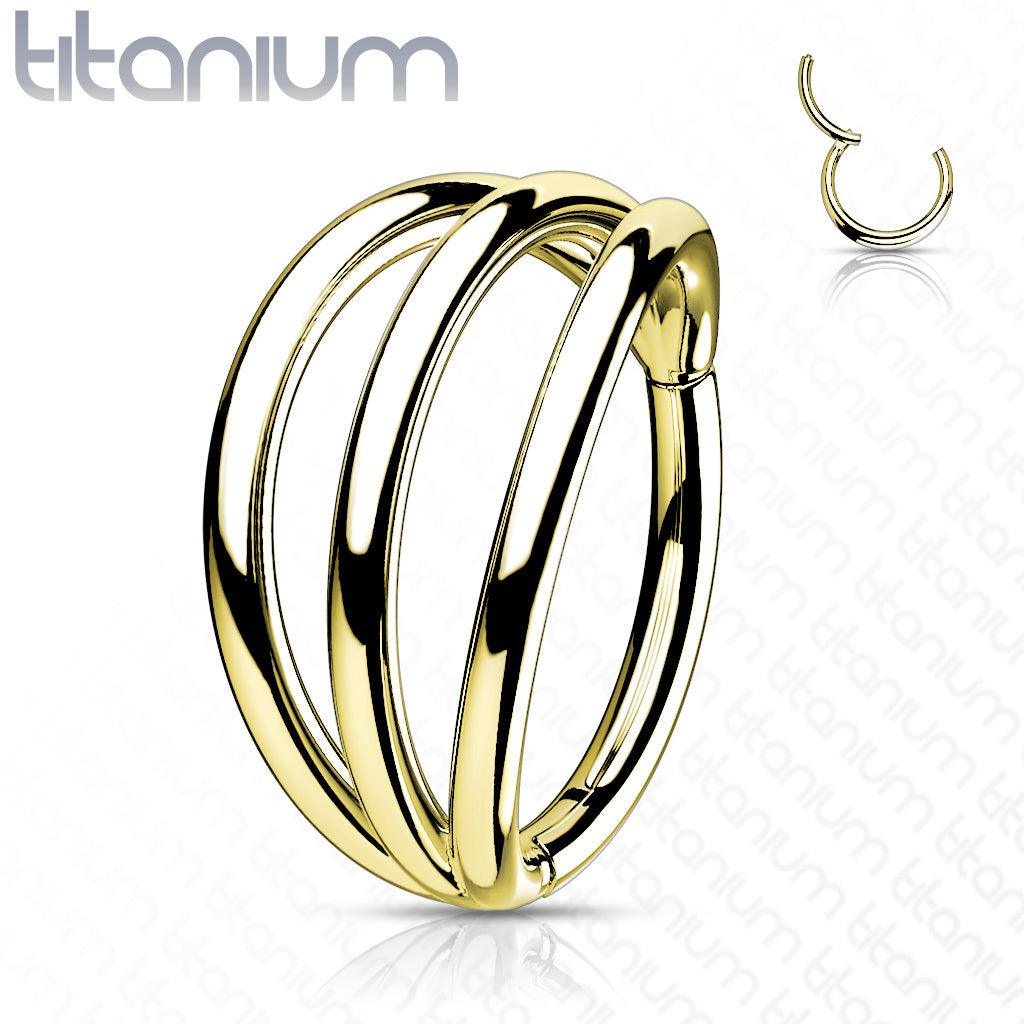 Lävistysrengas, Implant Grade Titanium Triple Hoops in Gold
