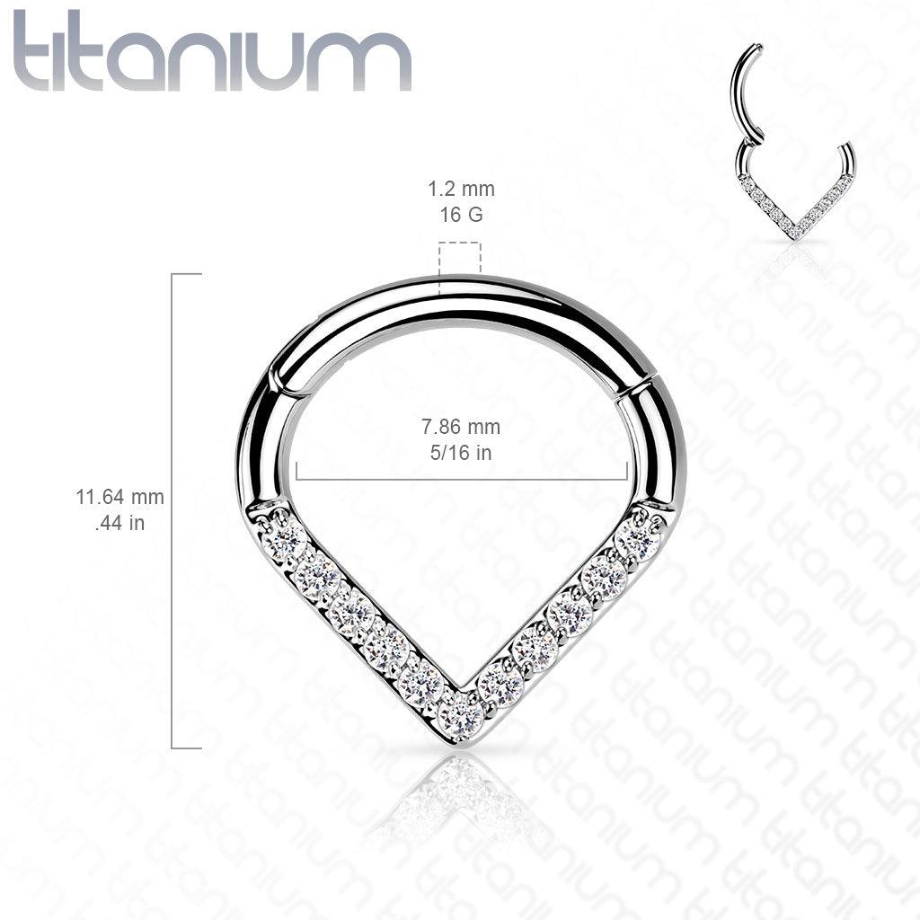 Lävistysrengas, Implant Grade Titanium Single Line CZ Hoop in Gold