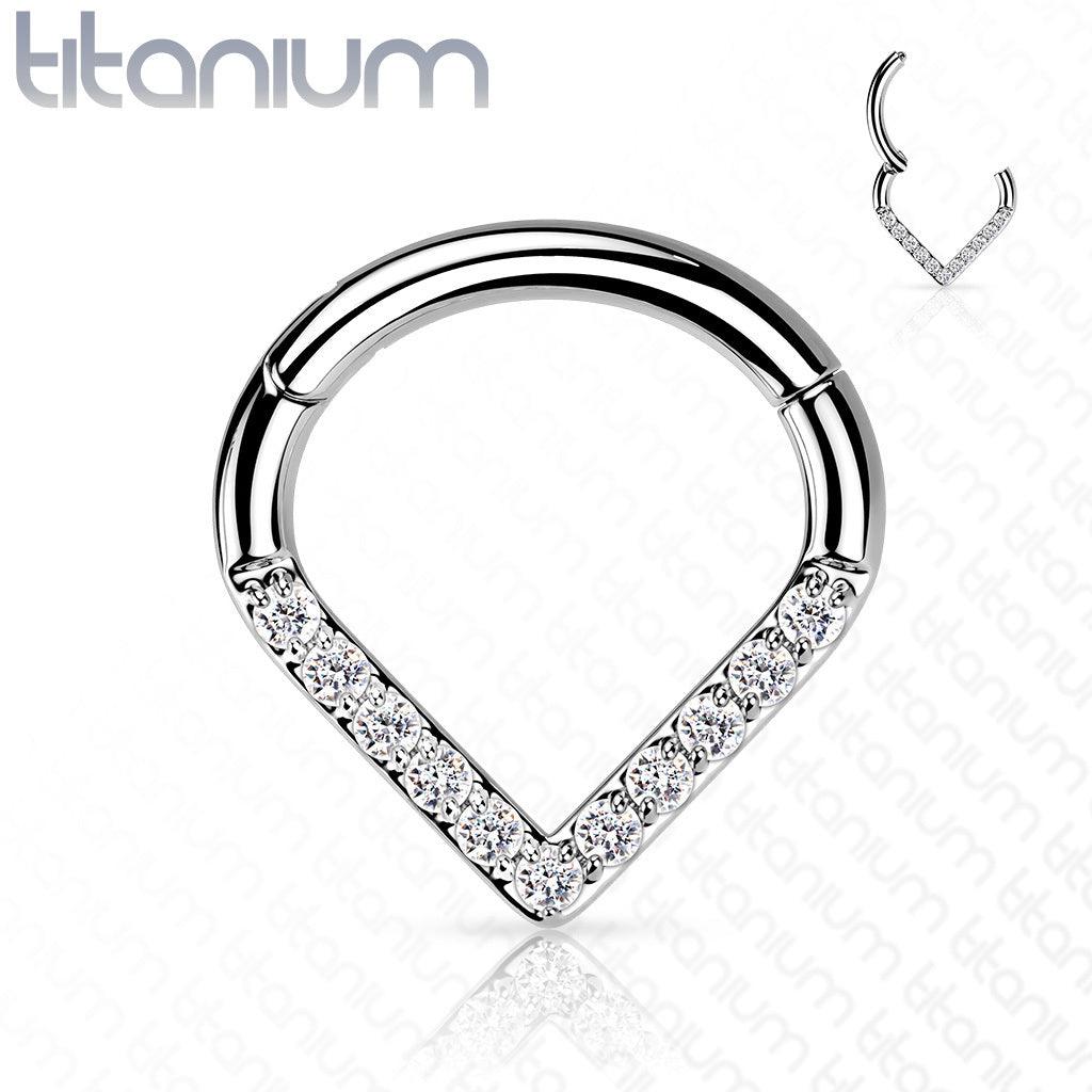 Lävistysrengas, Titanium Single Line CZ Hoop