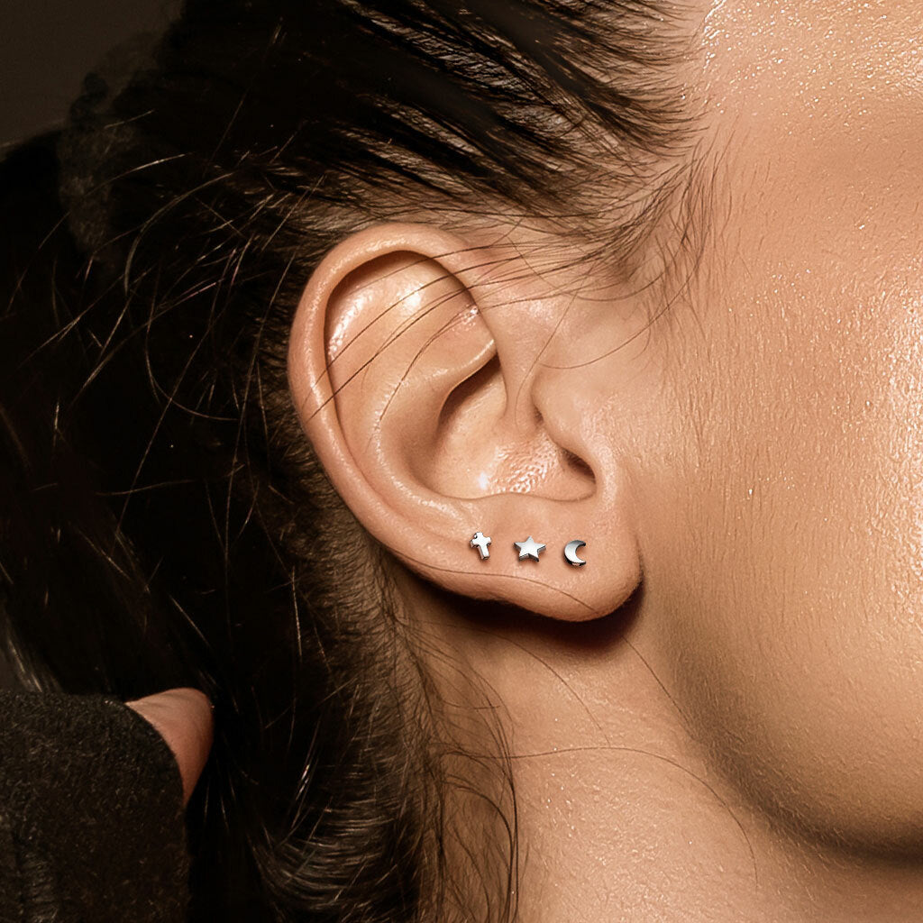 Cartilage jewelry/tragus jewelry, Implant Grade Titanium Mini Black Star