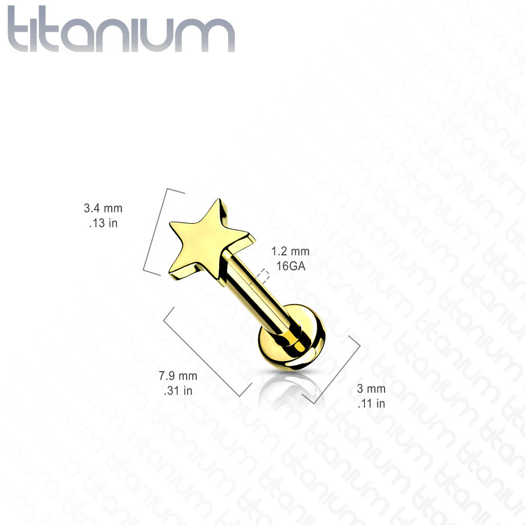 Rustokoru/traguskoru, Implant Grade Titanium Mini Black Star