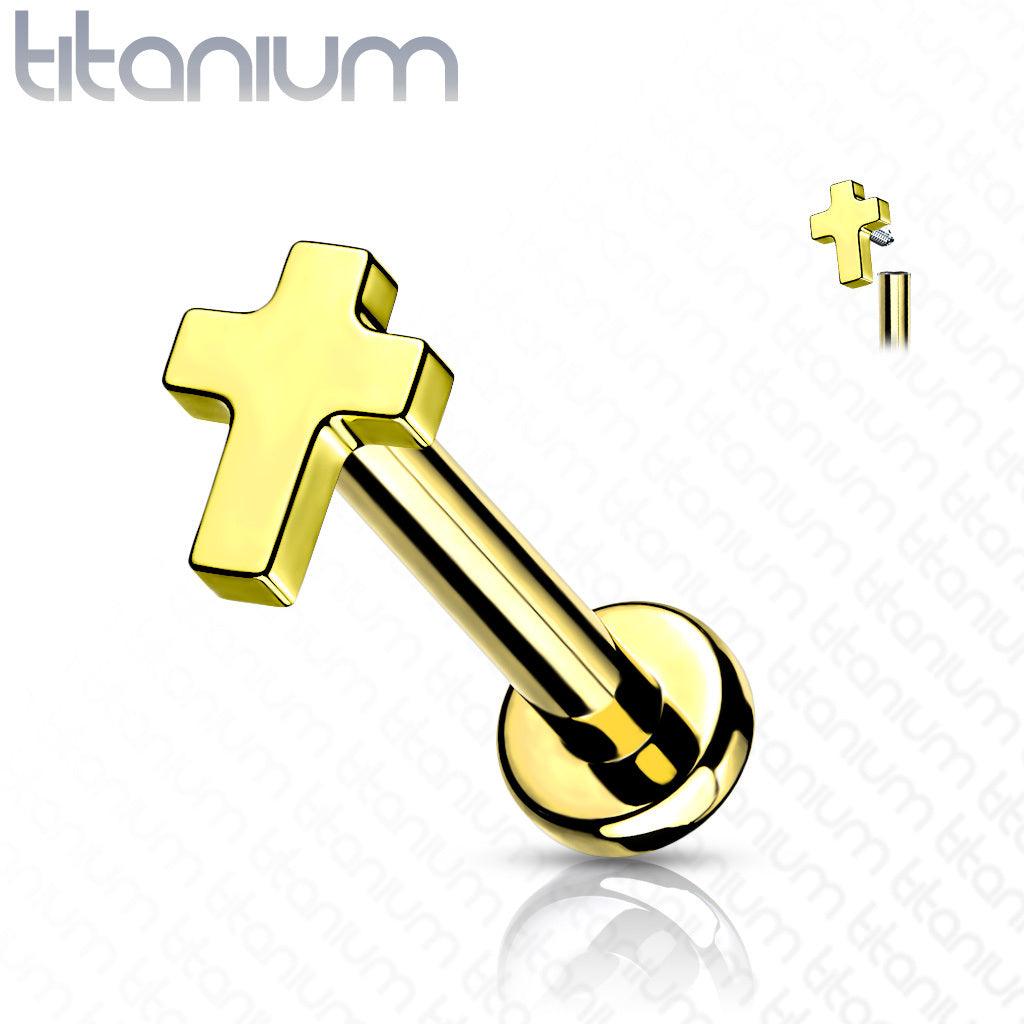 Rustokoru/traguskoru, Implant Grade Titanium Mini Cross in Gold
