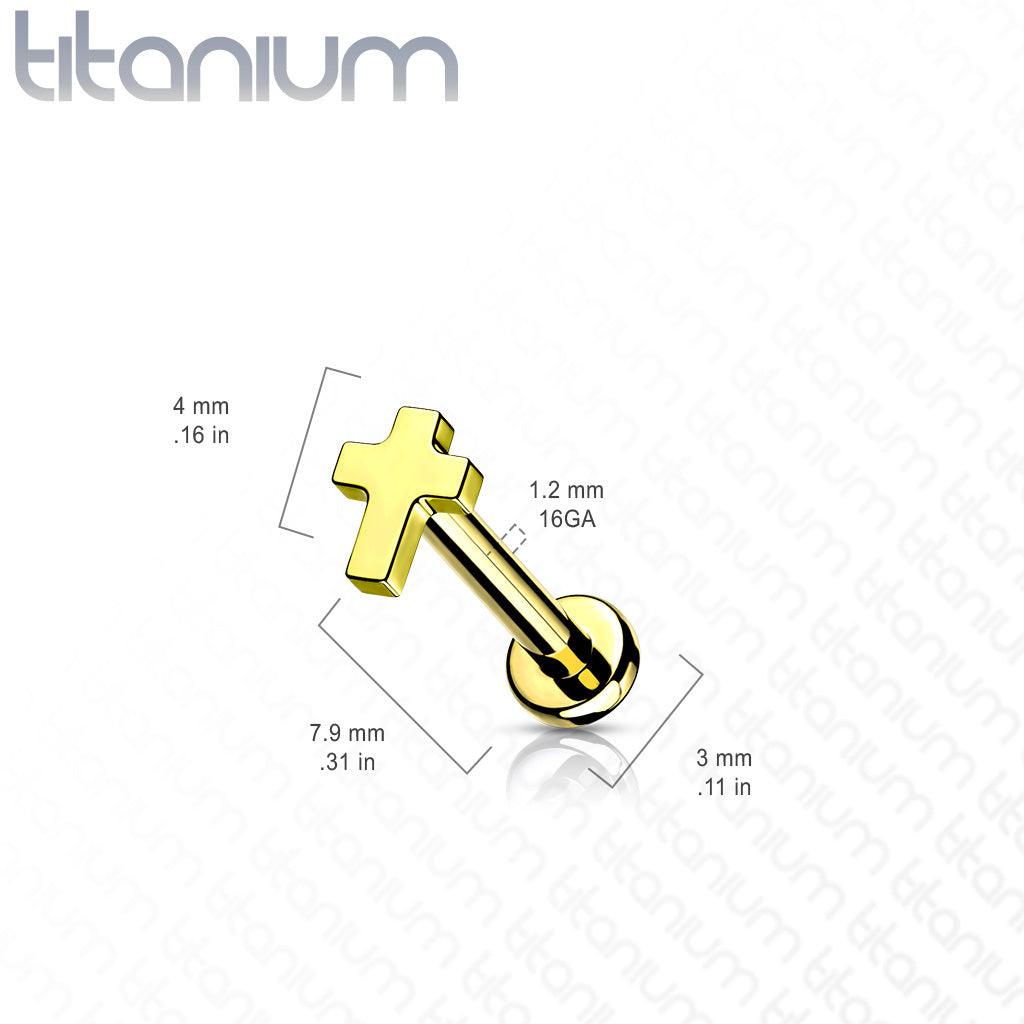 Rustokoru/traguskoru, Implant Grade Titanium Mini Cross in Gold