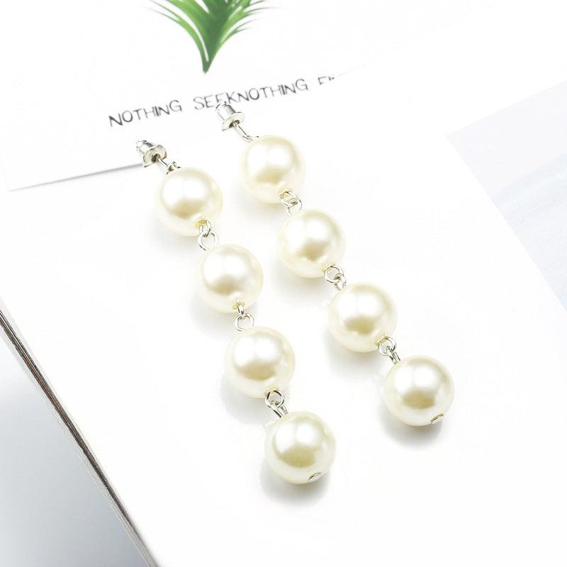 Korvakorut, FRENCH RIVIERA|Long Pearl Earrings in Silver