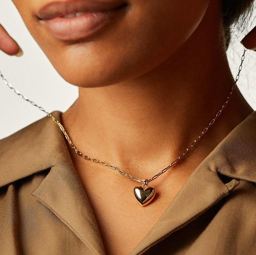 Surgical steel necklace, Gold Heart