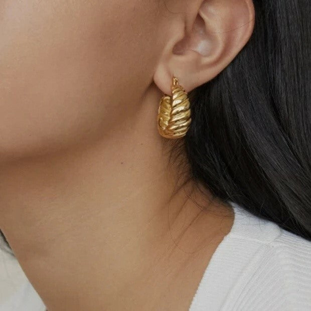 Kirurginteräsrenkaat, FRENCH RIVIERA|Twisted Gold Steel Hoops