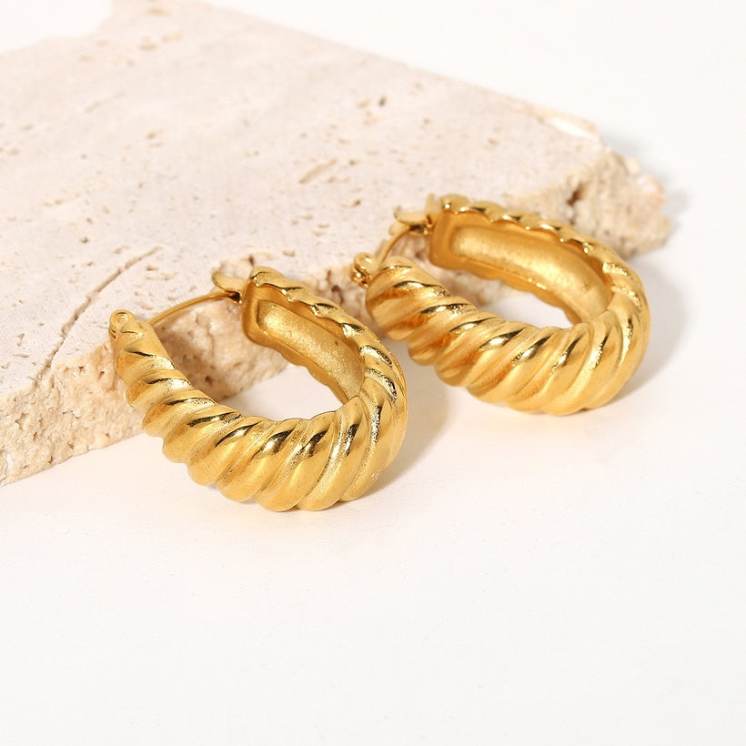 Kirurginteräsrenkaat, FRENCH RIVIERA|Twisted Gold Steel Hoops