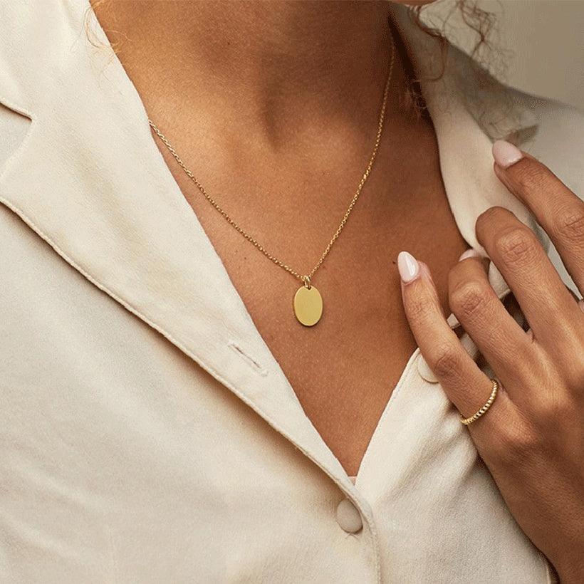 Surgical steel necklace, FRENCH RIVIERA|Oval Necklace in Gold