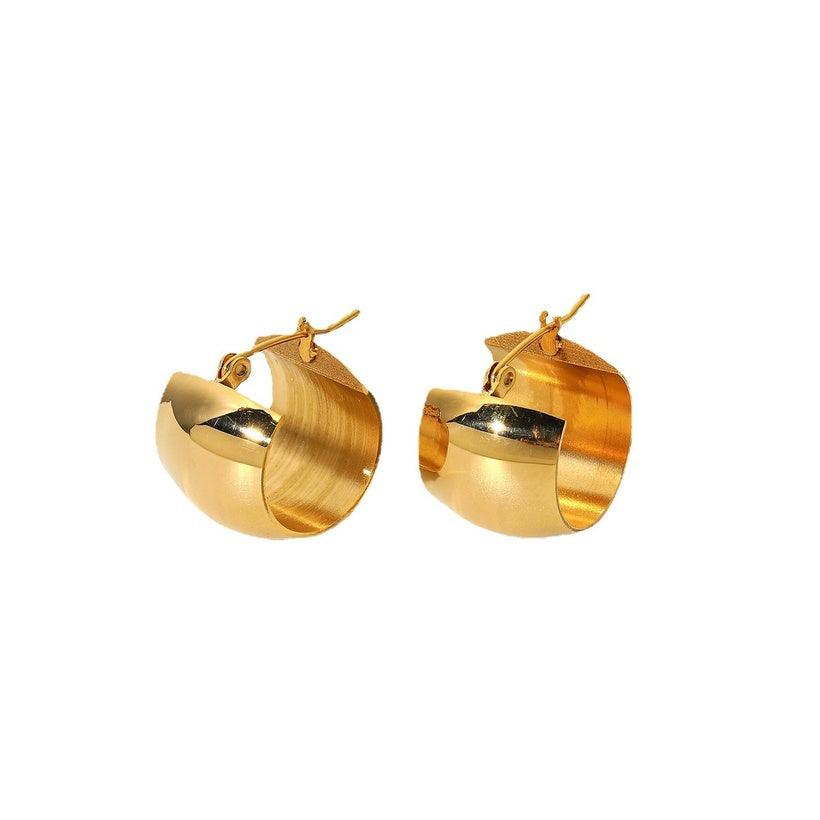Kirurginteräsrenkaat, FRENCH RIVIERA|Wide Héloïse Gold Steel Hoops