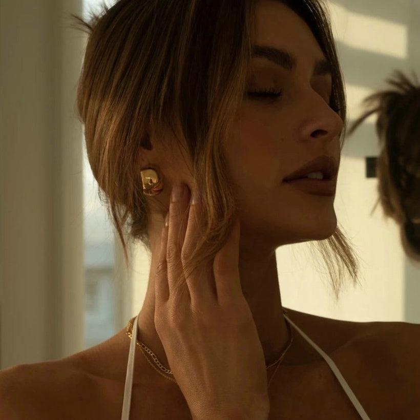 Kirurginteräsrenkaat, FRENCH RIVIERA|Wide Héloïse Gold Steel Hoops
