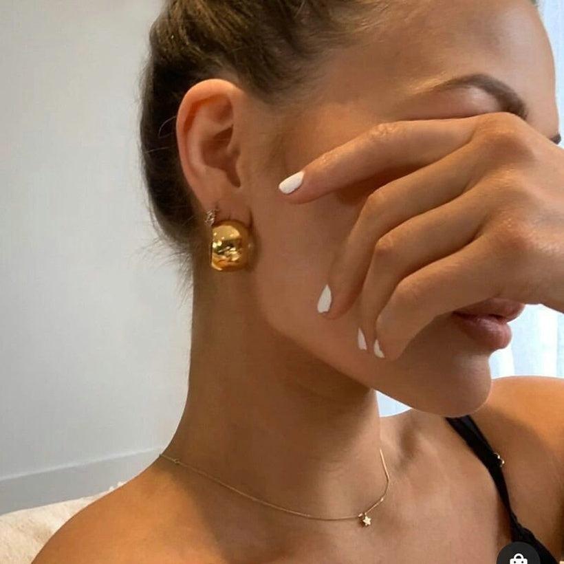Kirurginteräsrenkaat, FRENCH RIVIERA|Wide Héloïse Gold Steel Hoops