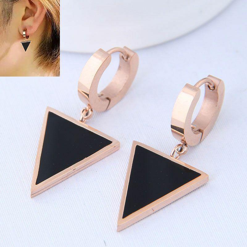 Kirurginteräsrenkaat, FRENCH RIVIERA|Veronique Rosegold Hoops in Black