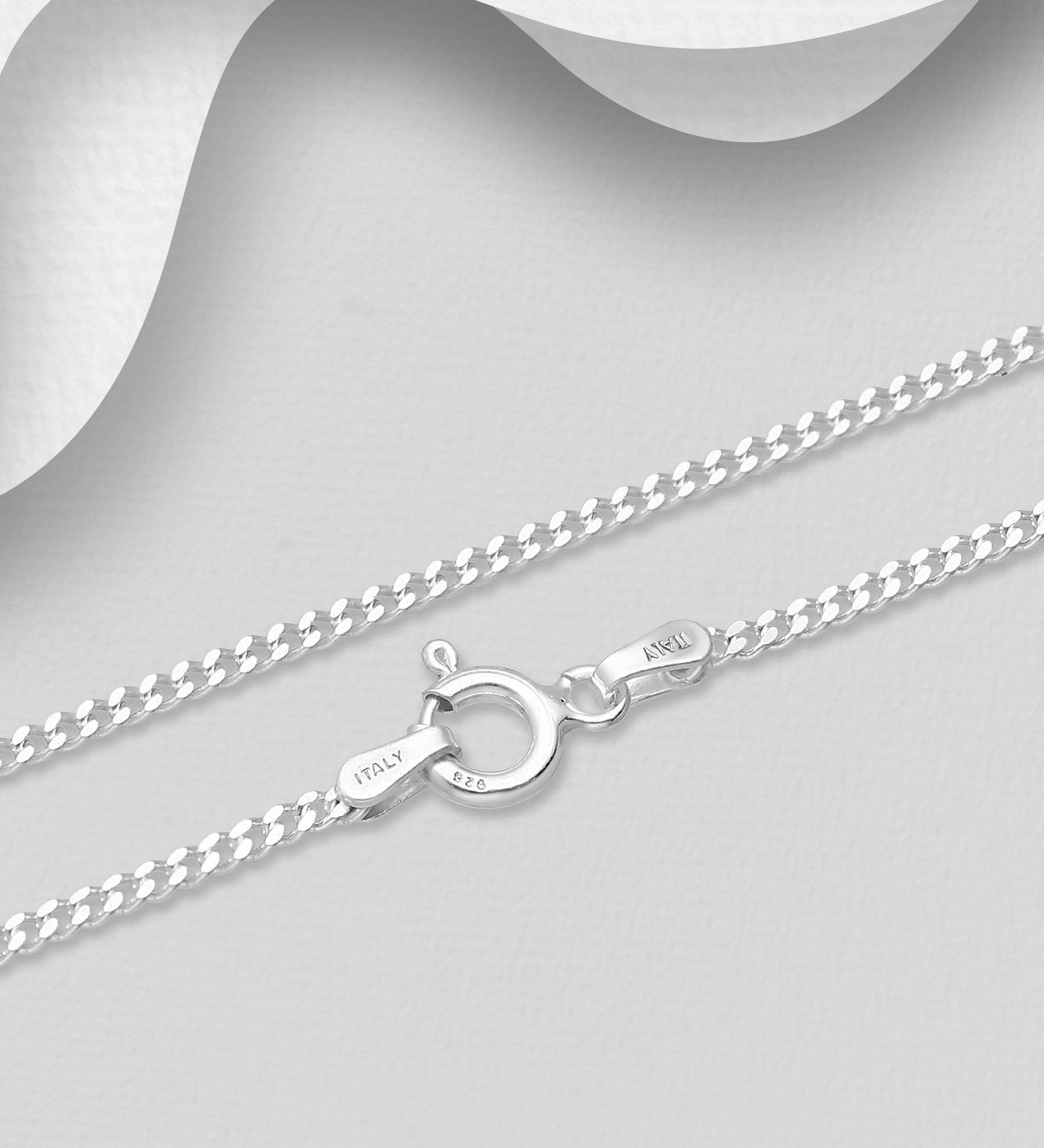 Hopeinen riipusketju, Silver Curb Chain -hopeinen 50cm panssariketju