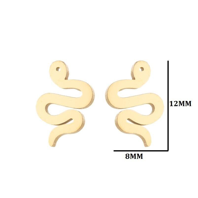 Surgical Steel Studs, Steel Snake Earstuds in Gold