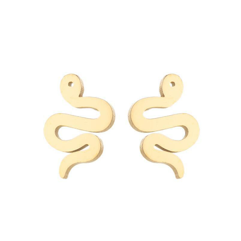 Surgical Steel Studs, Steel Snake Earstuds in Gold
