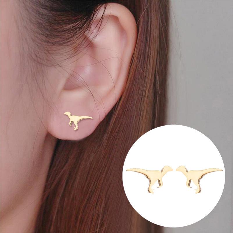 Kirurginteräsnapit, Steel Dinosaur Earstuds in Gold -dinosaurusnapit