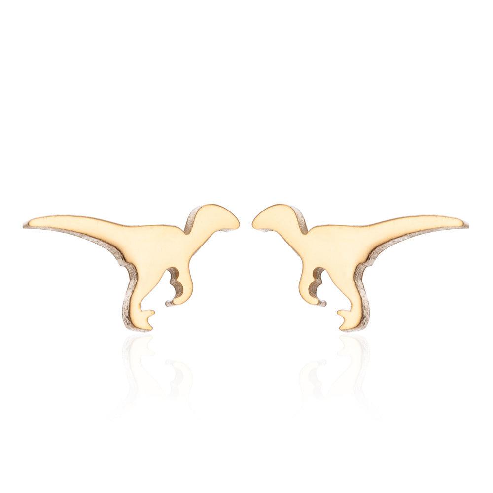 Kirurginteräsnapit, Steel Dinosaur Earstuds in Gold -dinosaurusnapit