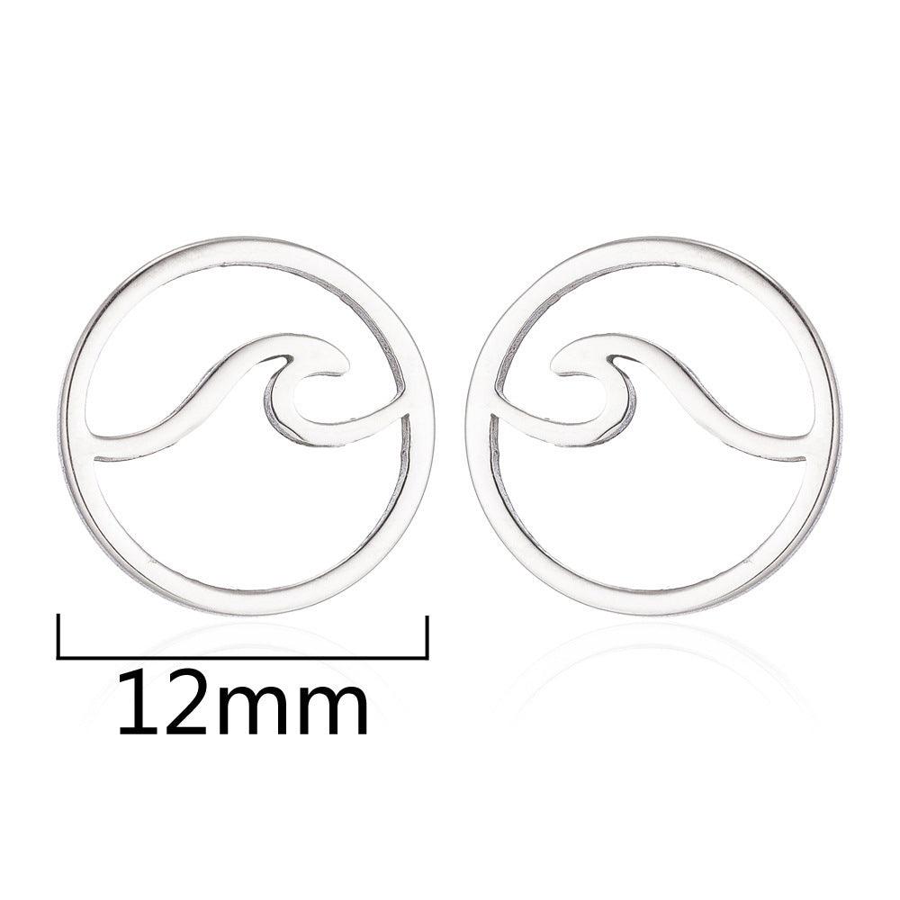 Kirurginteräsnapit, Wave Steel Earstuds in Silver -teräsnapit