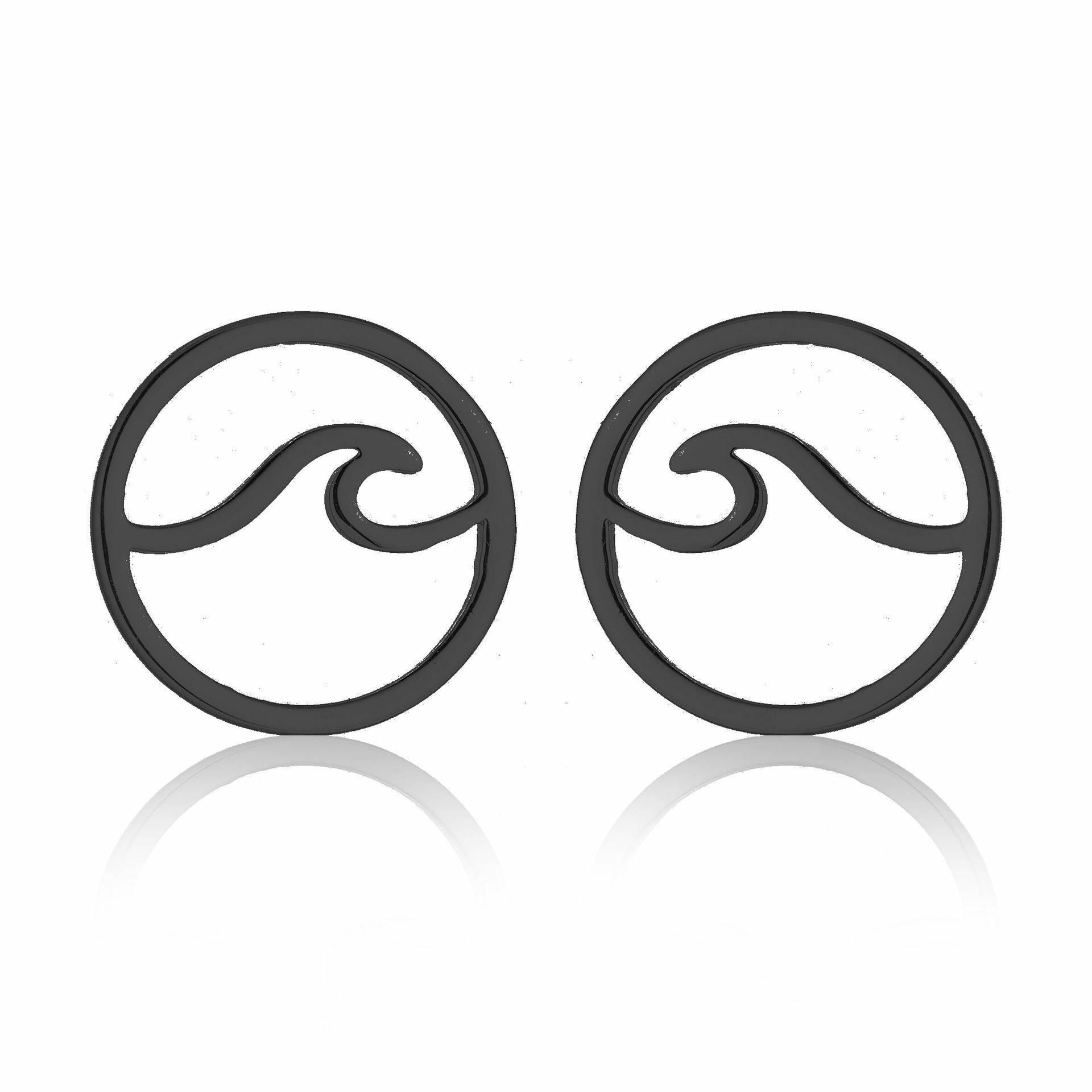 Kirurginteräsnapit, Wave Steel Earstuds in Black -teräsnapit