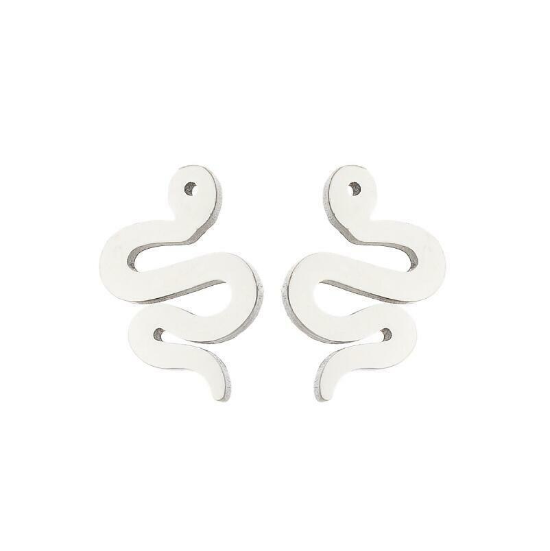 Kirurginteräsnapit, Steel Snake Earstuds in Silver -käärmenapit