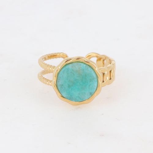 Sormus, BOHM PARIS|Bague Luce -dorée avec amazonite