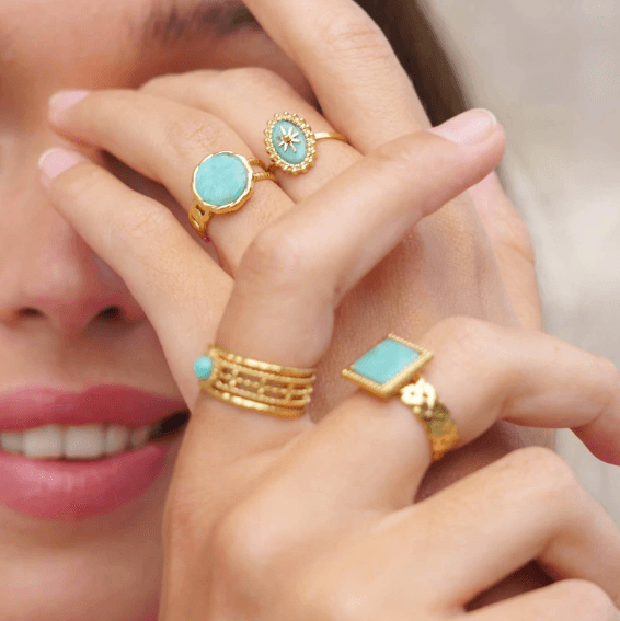 Sormus, BOHM PARIS|Bague Luce -dorée avec amazonite