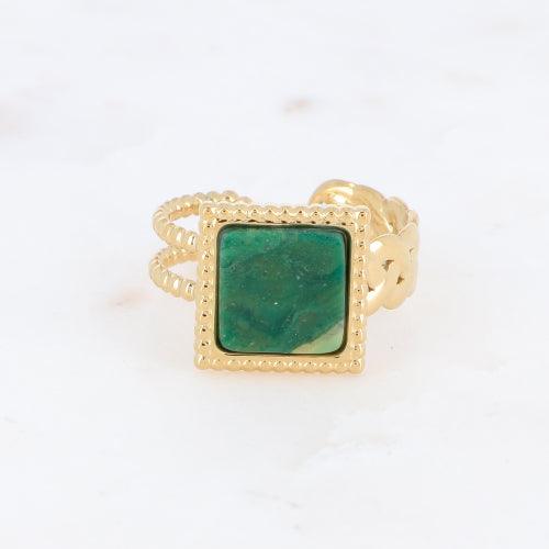 Sormus, BOHM PARIS|Bague Maude -dorée avec jaspe vert
