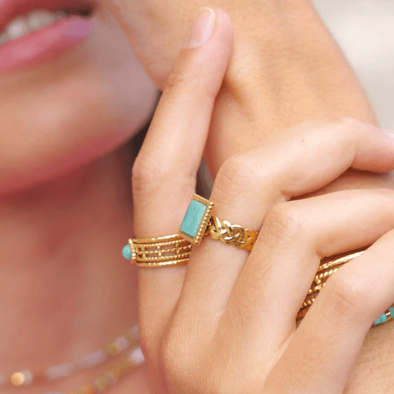 Sormus, BOHM PARIS|Bague Maude -dorée avec amazonite