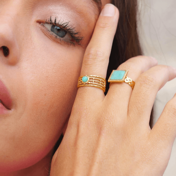 Sormus, BOHM PARIS|Bague Anaïs -dorée avec amazonite