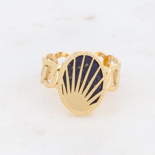 Sormus, BOHM PARIS|Bague Ovale -dorée avec lapis lazuli