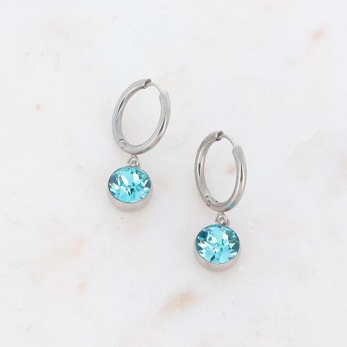 Korvakorut, BOHM PARIS|Boucles Silas avec crystal turqoise -rhodium