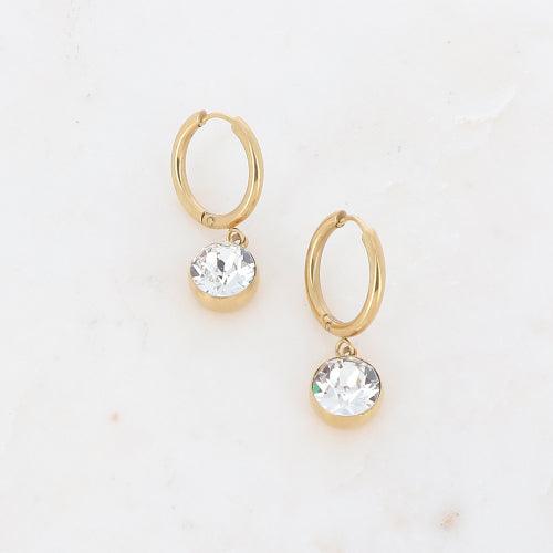 Earrings, BOHM PARIS|Boucles Silas avec crystal clair -dore