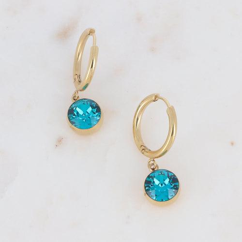 Earrings, BOHM PARIS|Boucles Silas avec crystal indicolite -dore