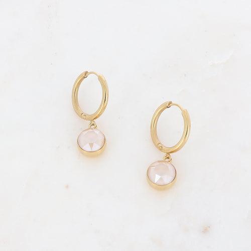 Earrings, BOHM PARIS|Boucles Silas avec crystal Ivory cream -dore