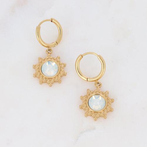 Earrings, BOHM PARIS|Creoles Soleil -white opal