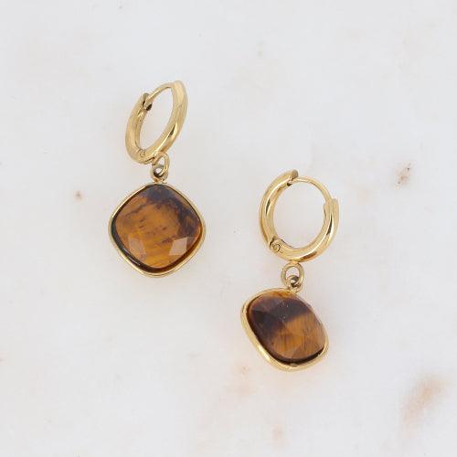 Earrings, BOHM PARIS|Boucles Léa -oeil de Tigre