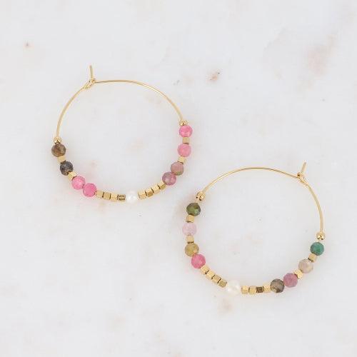 Earrings, BOHM PARIS|Créoles Bracéline -rhodonite