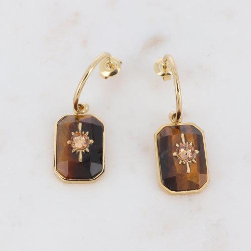 Earrings, BOHM PARIS|Boucles Mylène -oeil de Tigre
