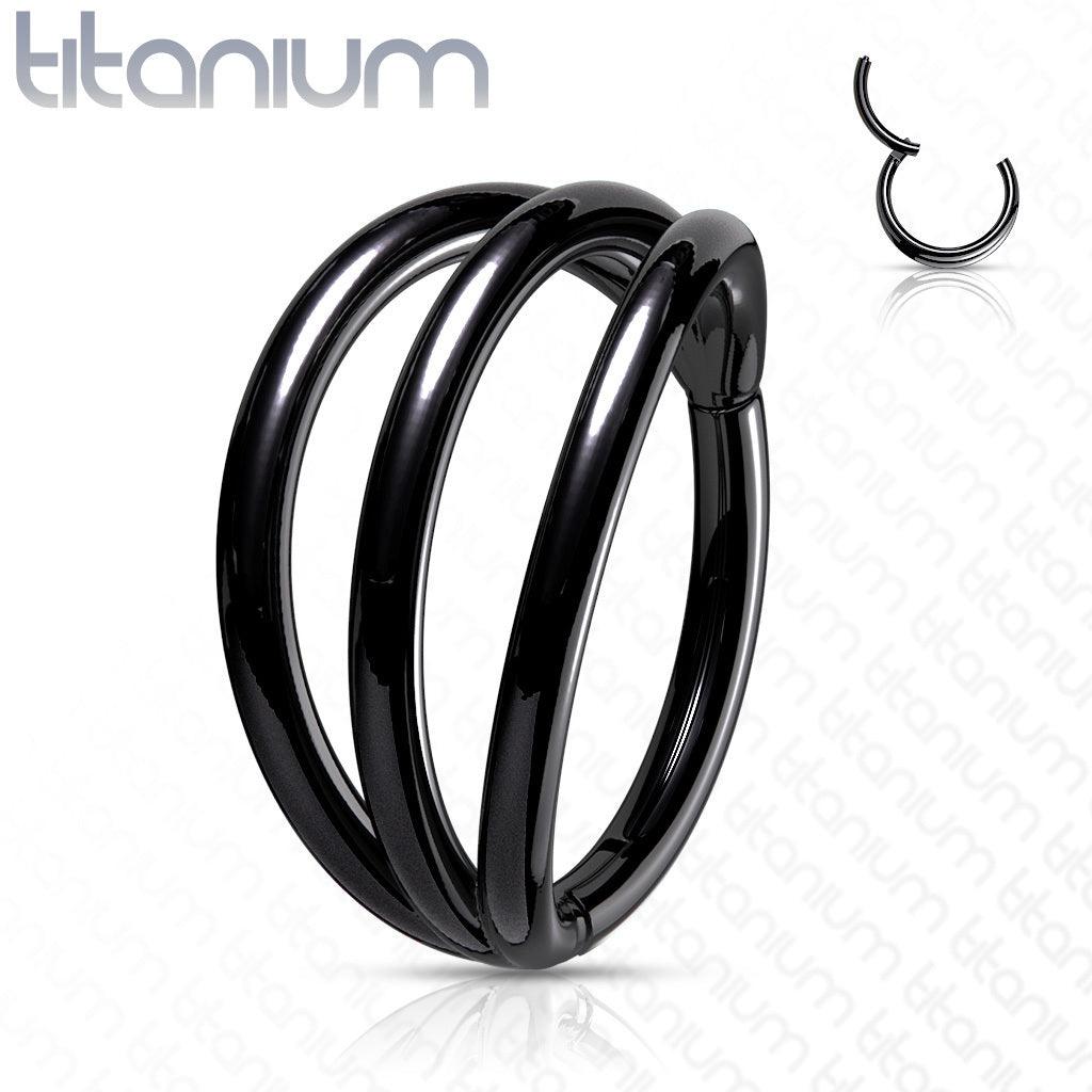 Lävistysrengas, Implant Grade Titanium Triple Hoops in Black