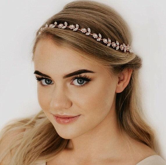 Hiuskoru|ROMANCE, Juliette -ruusukullanvärinen hiusköynnös kristallein