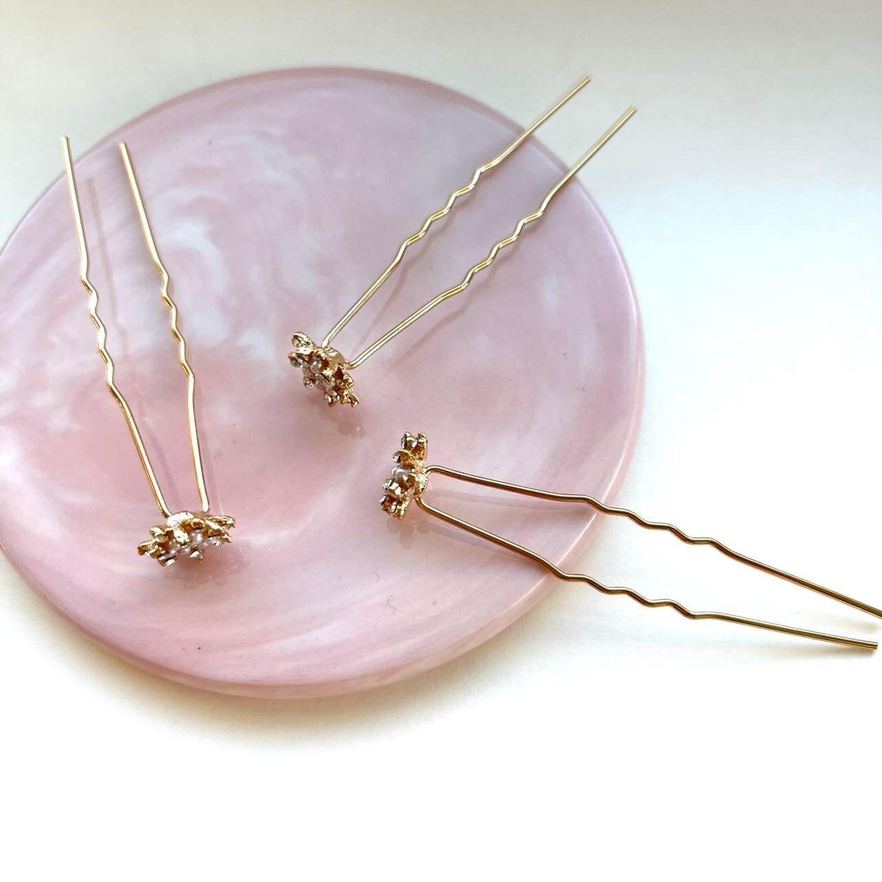 Hair Jewelry Set, ROMANCE|Sarah -Gold Tone Bun Decoration Kit