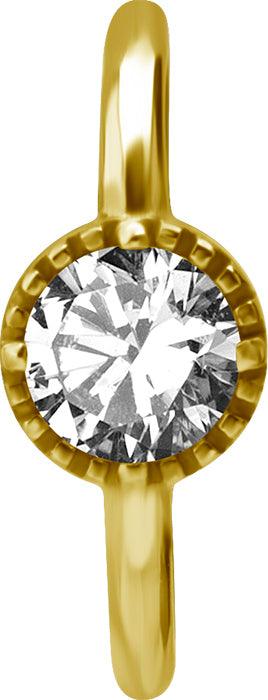 PREMIUM COLLECTION|Round stone clicker piercing ring (gold)