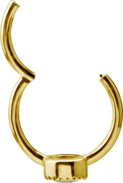 PREMIUM COLLECTION|Round stone clicker piercing ring (gold)