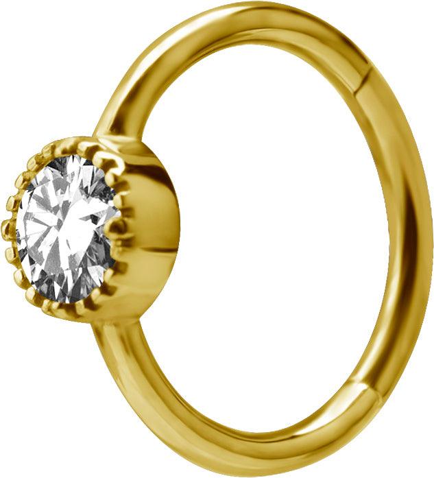 PREMIUM COLLECTION|Round stone clicker piercing ring (gold)