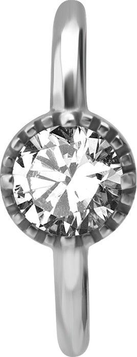 PREMIUM COLLECTION | Round stone clicker piercing ring (silver)