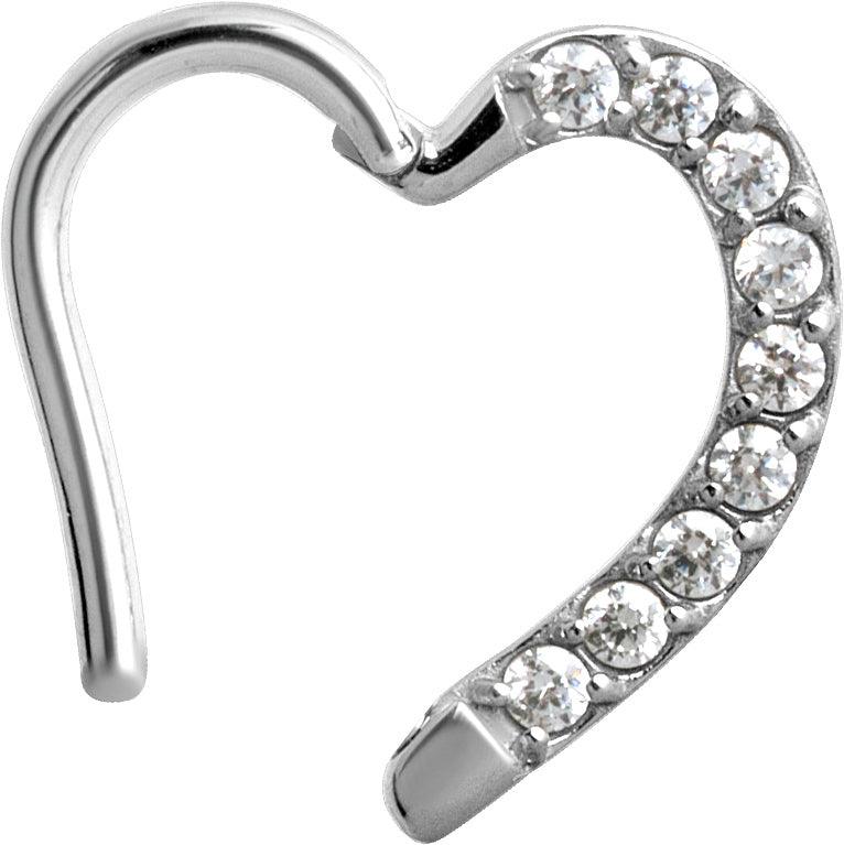 PREMIUM COLLECTION | Sydän clicker kirkkailla zirconioilla (8mm)